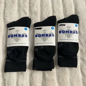 Lot of Three Bombas Women’s Size 4-7.5/ Youth Size 9-4 Solid Black Calf Socks